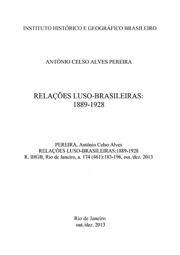 RELAÇÕES LUSO-BRASILEIRAS: 1889-1928
