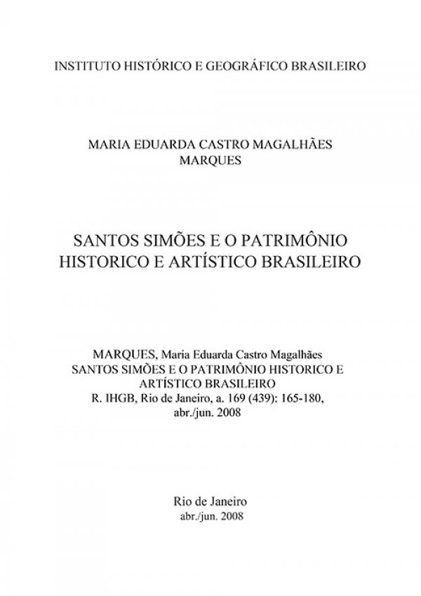 SANTOS SIMÕES E O PATRIMÔNIO HISTORICO E ARTÍSTICO BRASILEIRO