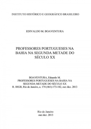PROFESSORES PORTUGUESES NA BAHIA NA SEGUNDA METADE DO SÉCULO XX