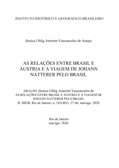 AS RELAÇÕES ENTRE BRASIL E ÁUSTRIA E A VIAGEM DE JOHANN NATTERER PELO BRASIL