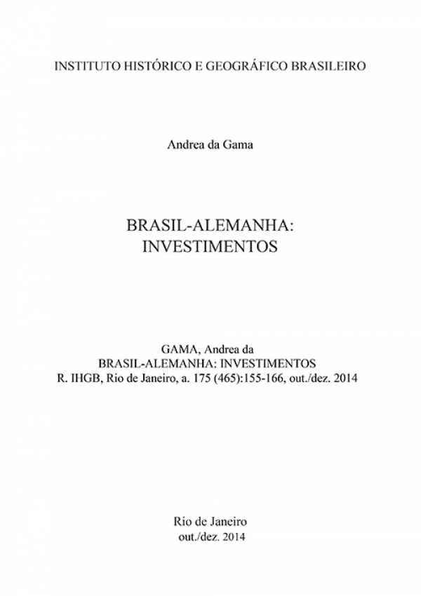 BRASIL-ALEMANHA: INVESTIMENTOS