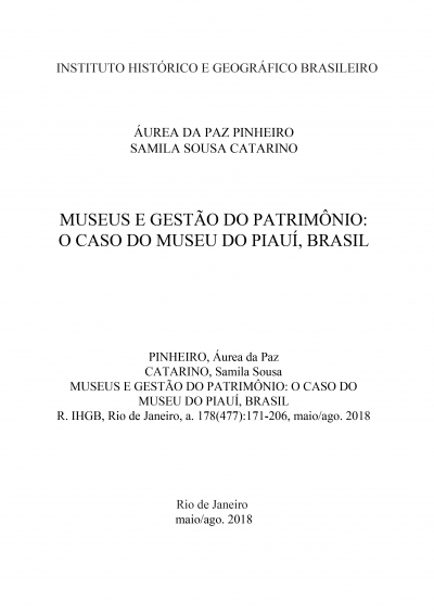 MUSEUS E GESTÃO DO PATRIMÔNIO: O CASO DO MUSEU DO PIAUÍ, BRASIL