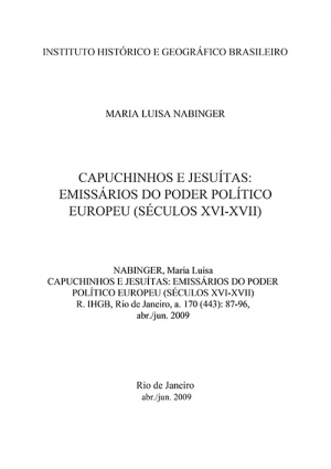 CAPUCHINHOS E JESUÍTAS: EMISSÁRIOS DO PODER POLÍTICO EUROPEU (SÉCULOS XVI-XVII)