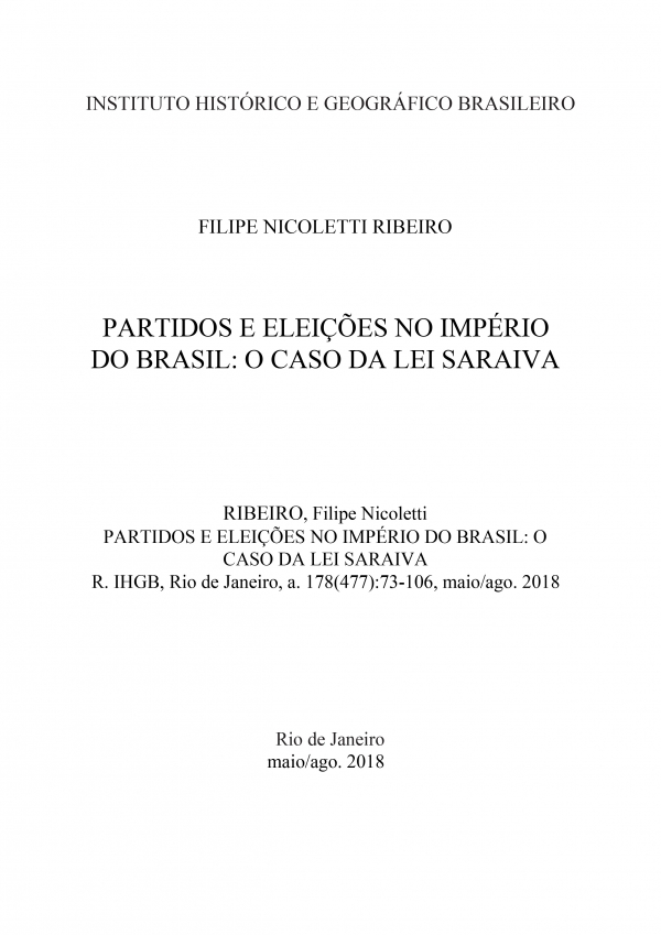 PARTIDOS E ELEIÇÕES NO IMPÉRIO DO BRASIL: O CASO DA LEI SARAIVA
