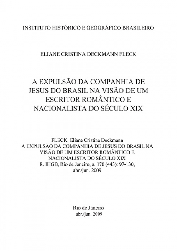 A EXPULSÃO DA COMPANHIA DE JESUS DO BRASIL NA VISÃO DE UM ESCRITOR ROMÂNTICO E NACIONALISTA DO SÉCULO XIX