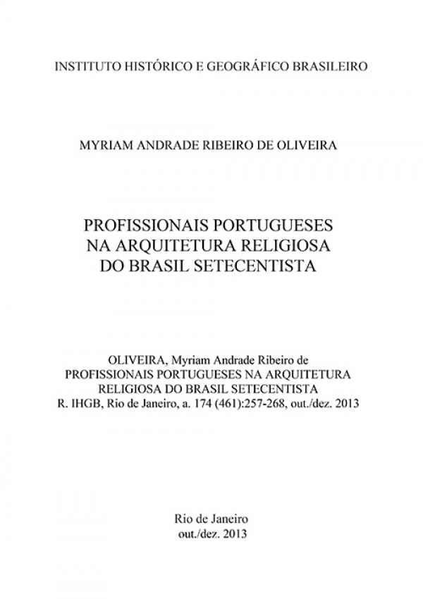 PROFISSIONAIS PORTUGUESES NA ARQUITETURA RELIGIOSA DO BRASIL SETECENTISTA