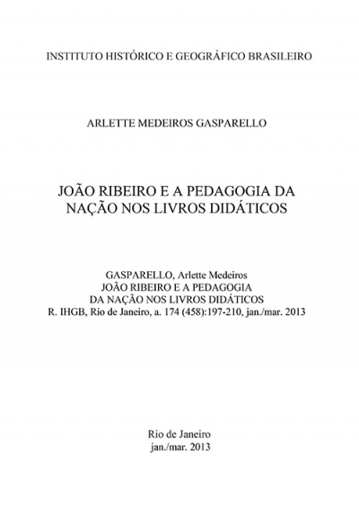 JOÃO RIBEIRO E A PEDAGOGIA DA NAÇÃO NOS LIVROS DIDÁTICOS