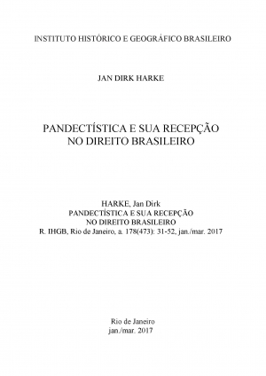 PANDECTÍSTICA E SUA RECEPÇÃO  NO DIREITO BRASILEIRO