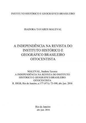 A INDEPENDÊNCIA NA REVISTA DO INSTITUTO HISTÓRICO E GEOGRÁFICO BRASILEIRO OITOCENTISTA
