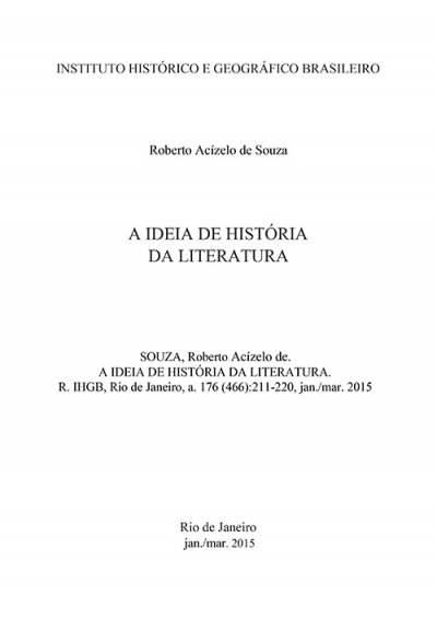 A IDEIA DE HISTÓRIA DA LITERATURA