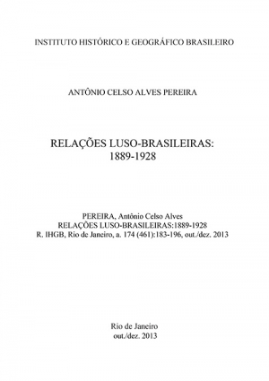 RELAÇÕES LUSO-BRASILEIRAS: 1889-1928