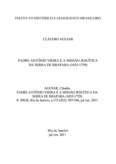 PADRE ANTÔNIO VIEIRA E A MISSÃO JESUÍTICA DA SERRA DE IBIAPABA (1655-1759)