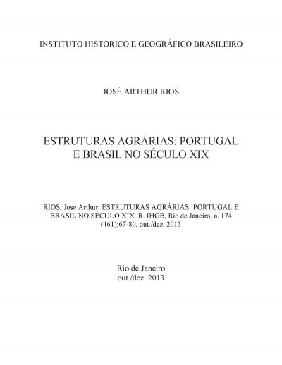 ESTRUTURAS AGRÁRIAS: PORTUGAL E BRASIL NO SÉCULO XIX