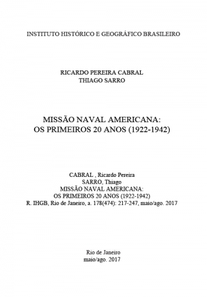 MISSÃO NAVAL AMERICANA: OS PRIMEIROS 20 ANOS (1922-1942)