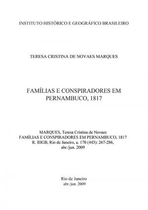 FAMÍLIAS E CONSPIRADORES EM PERNAMBUCO, 1817