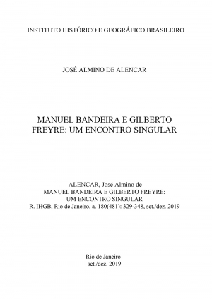 MANUEL BANDEIRA E GILBERTO FREYRE: UM ENCONTRO SINGULAR
