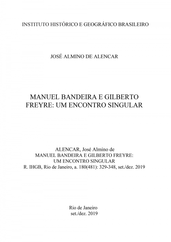 MANUEL BANDEIRA E GILBERTO FREYRE: UM ENCONTRO SINGULAR