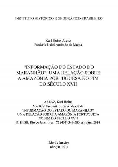 INFORMAÇÃO DO ESTADO DO MARANHÃO: UMA RELAÇÃO SOBRE A AMAZÔNIA PORTUGUESA NO FIM DO SÉCULO XVII