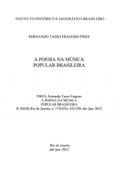 A POESIA NA MÚSICA POPULAR BRASILEIRA