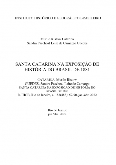 SANTA CATARINA NA EXPOSIÇÃO DE HISTÓRIA DO BRASIL DE 1881