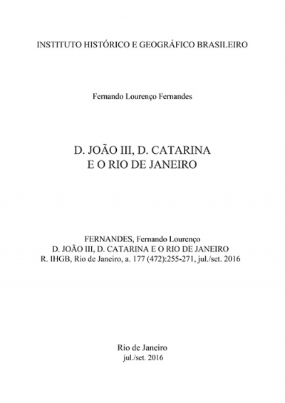 D. JOÃO III, D. CATARINA E O RIO DE JANEIRO