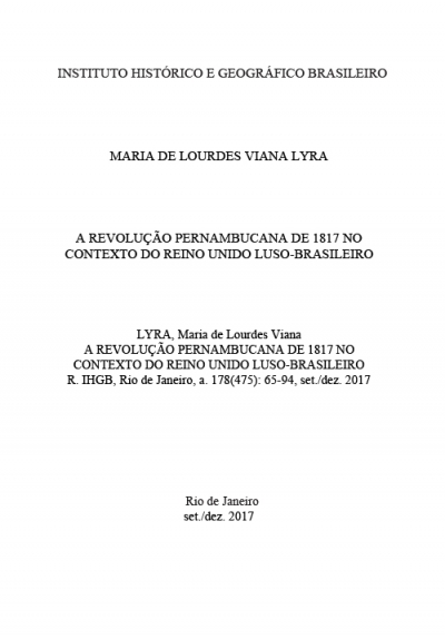 A REVOLUÇÃO PERNAMBUCANA DE 1817 NO CONTEXTO DO REINO UNIDO LUSO-BRASILEIRO