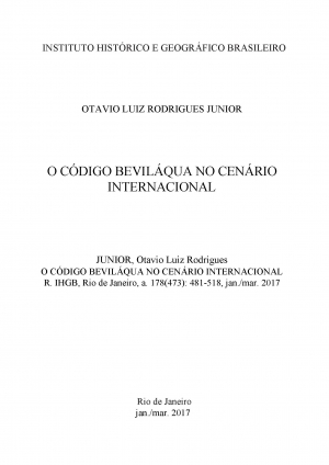 O CÓDIGO BEVILÁQUA NO CENÁRIO INTERNACIONAL THE BEVILÁQUA CODE IN THE INTERNATIONAL SCENARIO