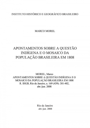 APONTAMENTOS SOBRE A QUESTÃO INDÍGENA E O MOSAICO DA POPULAÇÃO BRASILEIRA EM 1808