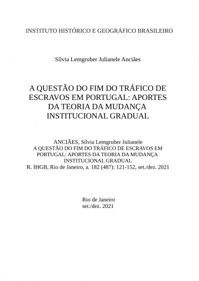 A QUESTÃO DO FIM DO TRÁFICO DE ESCRAVOS EM PORTUGAL: APORTES DA TEORIA DA MUDANÇA INSTITUCIONAL GRADUAL