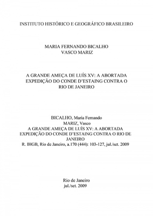 A GRANDE AMEÇA DE LUÍS XV: A ABORTADA EXPEDIÇÃO DO CONDE D’ESTAING CONTRA O RIO DE JANEIRO