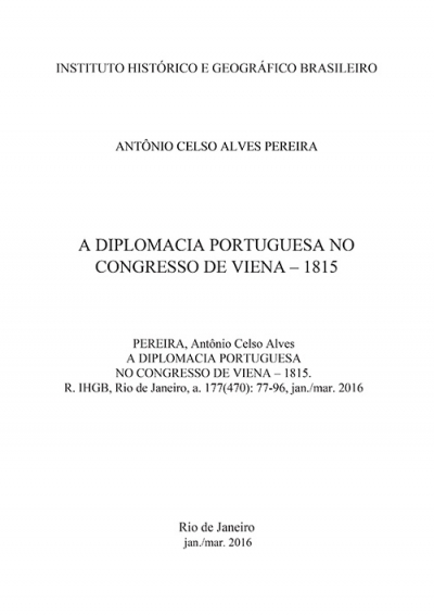 A DIPLOMACIA PORTUGUESA NO CONGRESSO DE VIENA – 1815