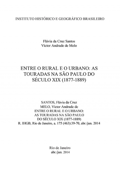 ENTRE O RURAL E O URBANO: AS TOURADAS NA SÃO PAULO DO SÉCULO XIX (1877-1889)