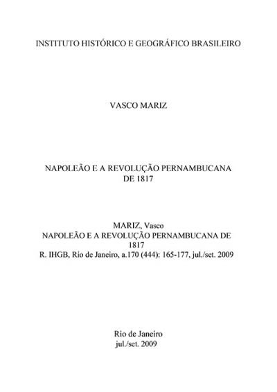 NAPOLEÃO E A REVOLUÇÃO PERNAMBUCANA DE 1817